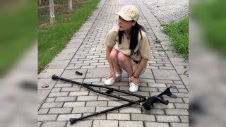 Polio Girl Tired of Walking | Life with Crutches | Paraplegic Lady