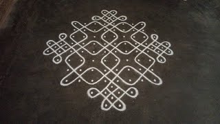 12 x 4 x 2 dots easy steps to make new design sikku kolam | kambi kolam | SathyaSelva Arts