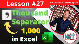 Lesson 27 - What is the thousand separator in Excel | How to use the thousand separator in Excel