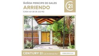 Casa de Arriendo en Ñuñoa 4D 2B 2E 222 m2 a 1 cuadra Metro Príncipe de Gales