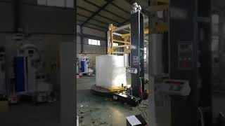 automatic pallet wrapper with auto cut film .weight function and top press