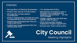 City Council Meeting July 19, 2023