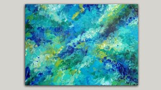 Abstract Acrylic Painting Demo Soft Layers of Shades of Blue and Green