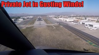 Private Jet Rare Reverse-Ops Landing at Van Nuys Airport with Gusty Winds (Embraer Phenom 100E)