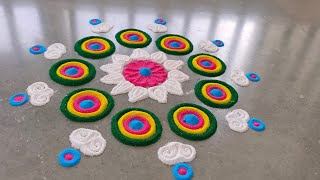 Simple rangoli design l colourful rangoli l सुंदर रंगोली l kolam l janmashtami Rangoli