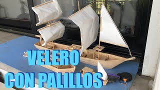 Barco Velero Con Palillos madera De Polo