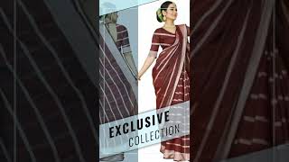 Women's Cotton Silk Striped Saree With Unstitched Blouse 5.5Mtr (Red)