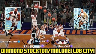 DIAMOND STOCKTON AND MALONE DUO! LOB CITY CHEESE! NBA 2K18 MYTEAM gameplay