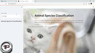 **Streamlit Web Application** - Animal Species Classification System Using Machine Learning - PYTHON