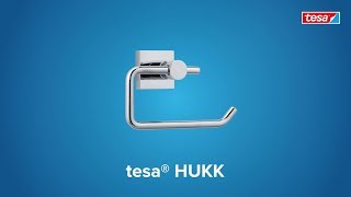 How to apply the chromed, angular tesa® Hukk chrome toilet roll holder