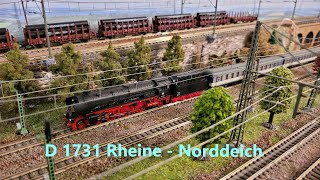 D 1731 Rheine - Norddeich Ep III/IV mit BR 012 von Fleischmann und Popwagen von Minitrix in Spur N.