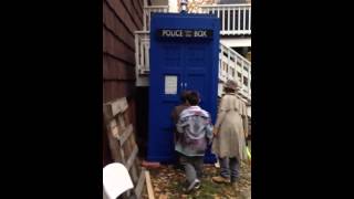 My son seeing his Doctor Who TARDIS build for the first time!