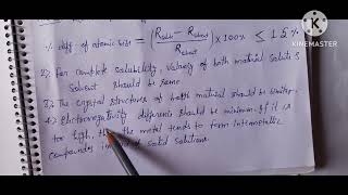 Hume Rothery Rule For Homogeneous Solution In Binary System