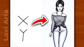 Very Easy Girl drawing for beginners | Easy drawing tutorial | Pencil sketch girl | Lavi Arts