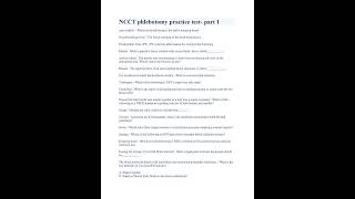 Ncct Phlebotomy Practice Test Part 1 Brand New 2023