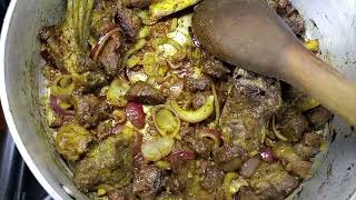 HOW TO MAKE DELICIOUS GOAT DRY FRY With CREAMED GREEN VEGETABLES //MBUZI DRY FRY.