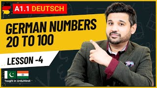 A1 Lesson 4 | Learn German Numbers 20 to 100 | Learn German course for beginners | Hindi Urdu 🇩🇪