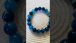 ⭐Bracelet perles naturelles Agate Bleu 10mm (Véritable)