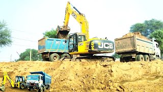 Watch This Jcb Excavator Load Mud into Tata Tipper Truck Like A Prol । Truck Videos । Jcb Video