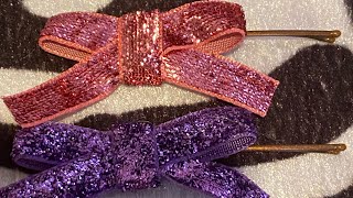 Glittery ribbon hair bow tutorial