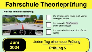 🚘 Führerschein Theorieprüfung Klasse B 🚗 Juni 2024 - Prüfung 5 🎓📚