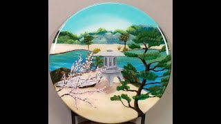 How to  Paint a Mixed Media Japanese Lantern on 24" round Part 2 of 2