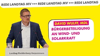 Bürgerbeiteilung an Wind- und Solarkraft | David Wulff, MdL FDP | Drucksache 8/3752 Landtag MV