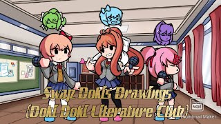 Swap Dokis Drawings (Sayori, Natsuki, and Monika) (Doki Doki Literature Club)