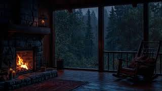 Cozy Rainy Porch⚡Soothing Sounds of Fireplace and Thunderstorm Lulling You to Sleep, Healing