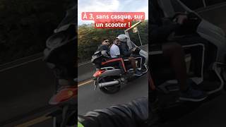 À 3, sans casque, sur un scooter ! #shorts #scooter #casque #motard #moto #danger