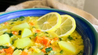 Healthy Red Lentil Potato Soup with Zesty Lemon