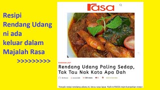 Resipi rendang udang ni ada keluar dalam Majalah Rasa | Prawn Rendang