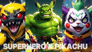 SUPERHERO X PIKACHU 💥 MARVEL vs DC 💥 ALL MARVEL CHARACTERS #marvel #dc #ai