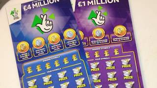 SCRATCHCARDS FROM NATIONAL LOTTERY ..£4 MILLION BLUE ..£1 MILLION BURPOE