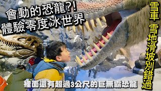 會動的恐龍!?體驗冰雪世界的恐龍展｜侏羅紀X恐龍雪世界 台北站，不同以往的恐龍展，帶你體驗冰雪世界，裡面不止擁有會動的恐龍，還有好玩的滑雪車以及其它設施，小朋友會玩到翻｜台北景點