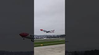 Edelweiss Airbus A340 takeoff at Zurich Airport