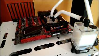 5960X watercooling system build with acrylic tube on bench table,loop test,photos and video