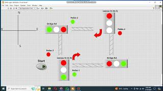 Taffic Light Signal Design In LabVIEW | Four way traffic light in labview