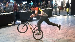 Spectacular skating and bicycle riding  by the BMX Pros at the Atomos booth at 2019 NAB convention