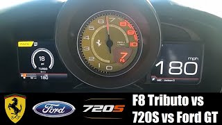 Happy New Year 2021! Ferrari F8 Tributo vs McLaren 720S vs Ford GT 0-180 MPH | Vince Garage