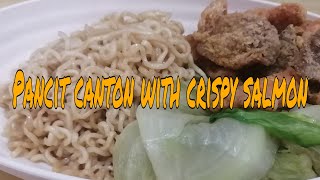 PANCIT CANTON WITH CRISPY SALMON