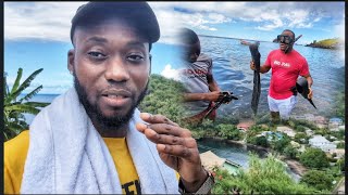 First time going to a Black sand beach🇻🇨 || while ‎@Colazsmithtv n team gone spearfishing