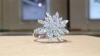 Snowflake Star Natural Diamond Ring in 14k Gold