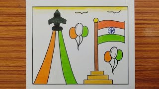 Independence Day Poster Drawing / 15 August Drawing / Happy Independence Day Drawing / How to Draw