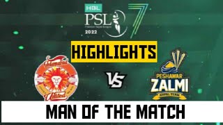 Peshawar zalmi vs Islamabad united highlights | man of the match