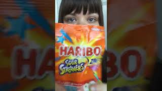 ASMR 🛍✴️ HARIBO SOUR STREAMERS PACKAGE PLASTIC CRINKLE satisfying sunny sounds #shorts #asmrcandy