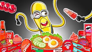 DESPICABLE ME 4 - Mega Minions Tim Convenience Store RED Food Mukbang Animation | ASMR