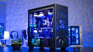 $5000 Black Panther Water Cooled Gaming PC Build - Time Lapse