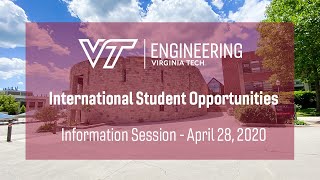 International Student Opportunities within CEED at Virginia Tech - April 28, 2020