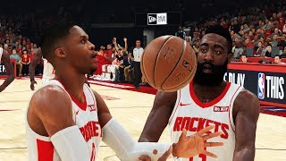 Who takes the last shot Westbrook or Harden?